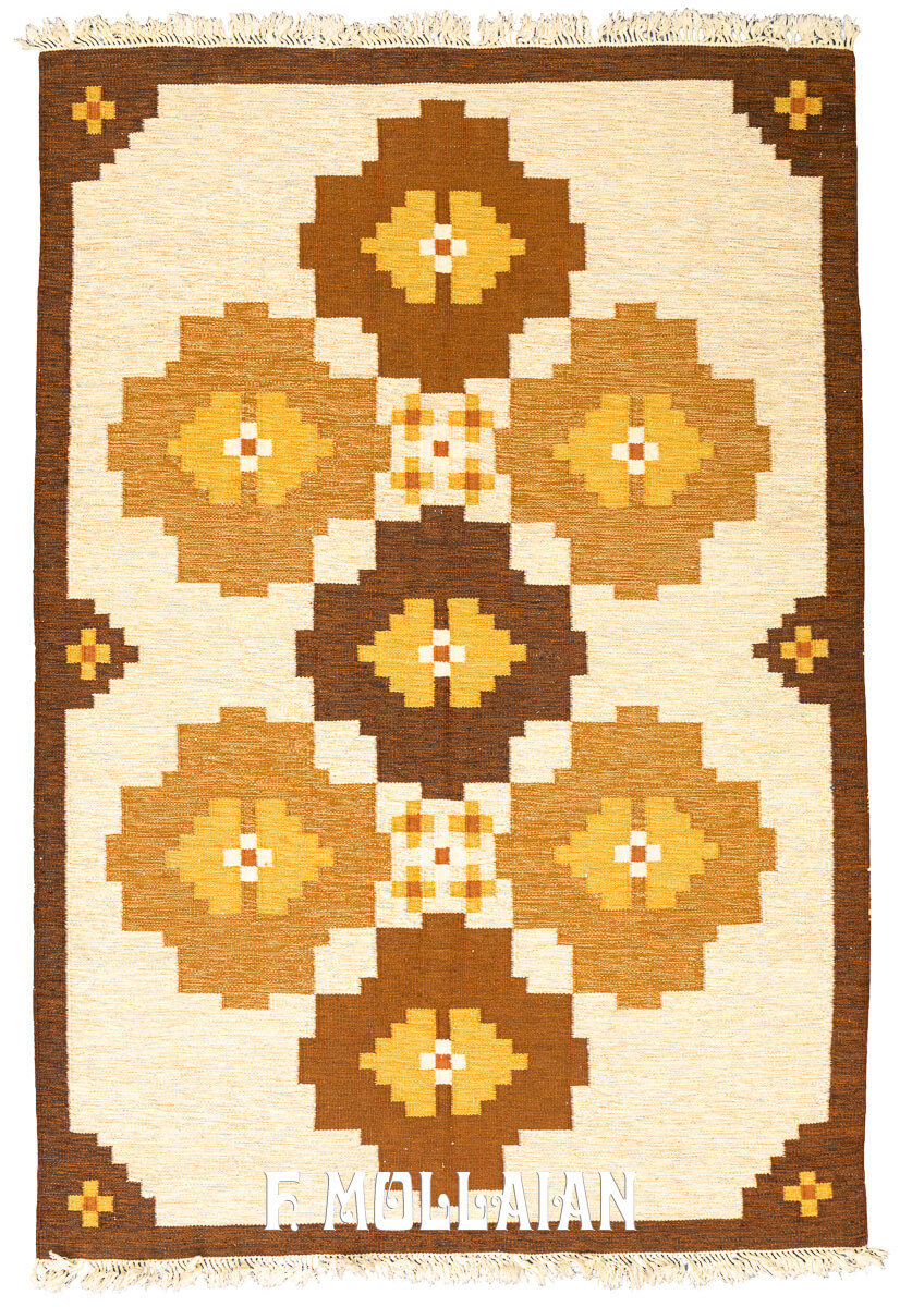 Scandinavian Rug Flat-weave Rug Beige/Brown Color n°:461237
